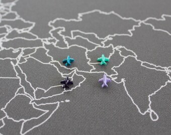 Miniature Airplane Map Marker Push Pins (12)