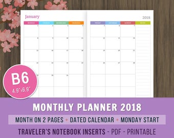 2017-2018 monthly planner purse size