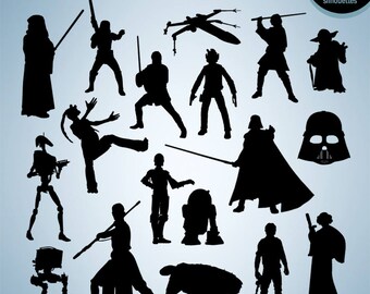 Star Wars silouettes, Star Wars digital pack, Digital clipart, Clipart bundle, Cameo, Cricut, Eps, Ai, Png, Svg, Dxf, INSTANT DOWNLOAD