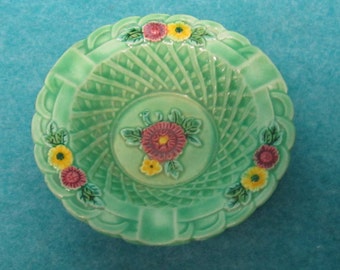 Homer Laughlin Harlequin Go-With Marutomo Basketweave Ashtray Light Green