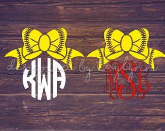 Softball Decal, Softball Monogram Decal, Helmet Decal, Car Decal, Tumbler Decal, Yeti Decal, Monogram, Decals, Monograms, Team Gifts