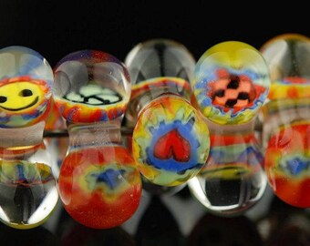 Be Happy - Bright and Colorful Lampwork Bead Set by Lara (7)