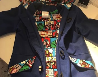 Duffel Coat, Duffle Coat, Hooded Coat, Duffle Jacket, Boys Coat, Toggle Coat, Handmade Boys Coat, Marvel Coat, Kids Coat, Duffel Jacket