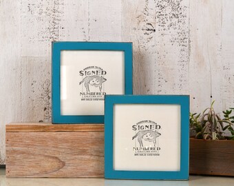6x6" Picture Frame in PeeWee Style with Vintage Turquoise Finish - IN STOCK - Same Day Shipping - Gallery Frame 6 x 6 Blue Green