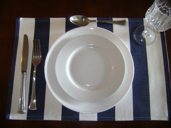 Navy/White Stripes Placemats Navy Stripes Placemats Table