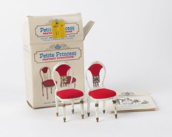 Ideal Petite Princess Guest Dining Chairs 150 red dollhouse furniture vintage