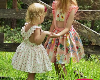Girls Toddlers Pdf Pinny Pattern - Vintage, Ruffle, Retro Pinafore - sz 1-8