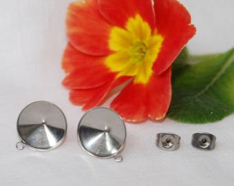 Stainless Steel Rivoli Earring Findings, 12 mm