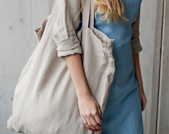 Natural Linen Tote Bag, Linen Handbag, Shoulder Bag, Large Handbag, Everyday Bag, Shopping Bag, Unisex Bag, Casual Bag, Martha Bag