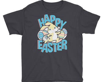 Easter bunny initial kids t-shirt personalized