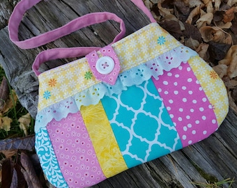 Patchwork Toddler Purse, Little Girl's Purse, Flower Girl Purse, Girl's Handbag, Easter Purse