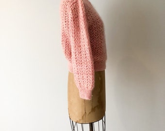 Lemonade Pink Mohair Pullover, Vintage Sweater, Knitted Mohair Sweater, Womens Vintage, Sweater, Made In New Zealand, SZ 4-8 US 6-10 UK