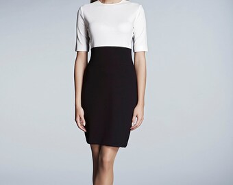 JACKIE - Block monochrome slip on jersey dress