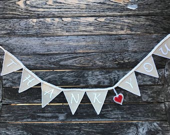 Thank You Banner Heart Birthday*Wedding*Party Sign