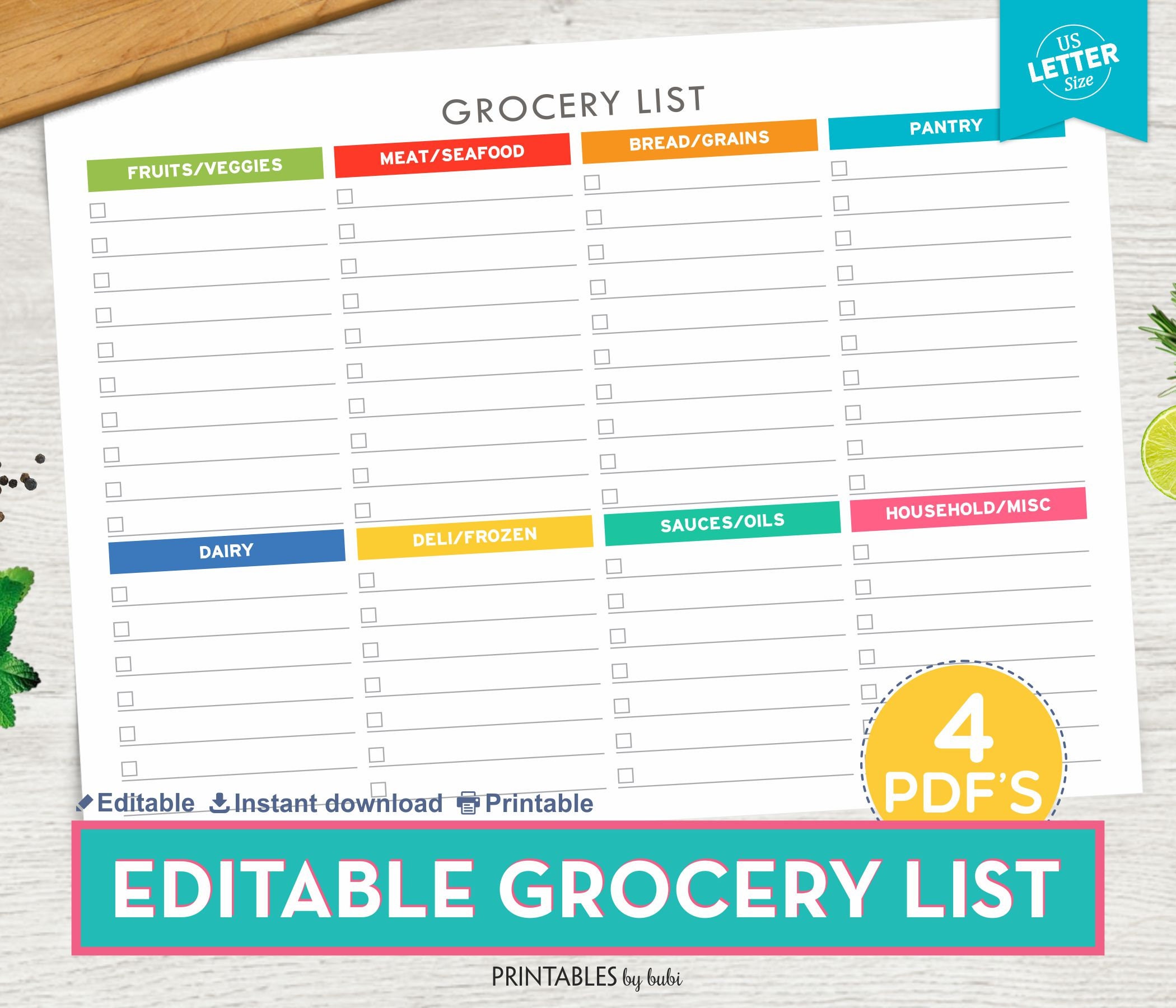 editable grocery list