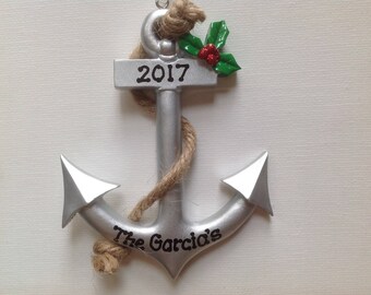 Personalized Christmas Ornament Anchor, Nautical,Ship, Boat, Wedding Favors -Free Personalization