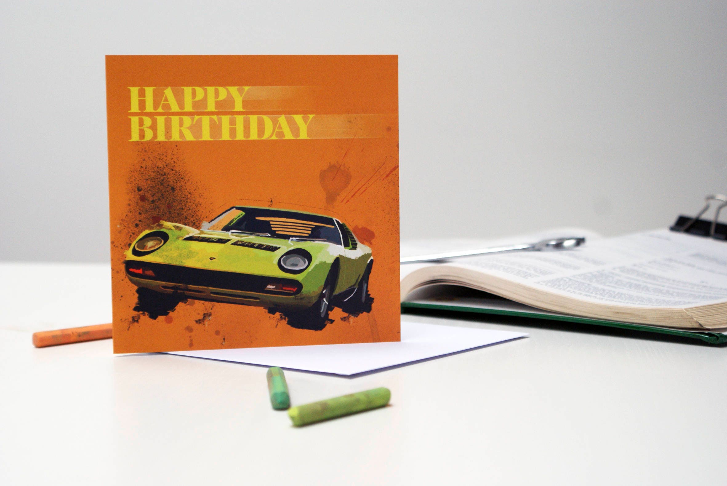 The Lamborghini Miura Happy Birthday Card Boys Card Card