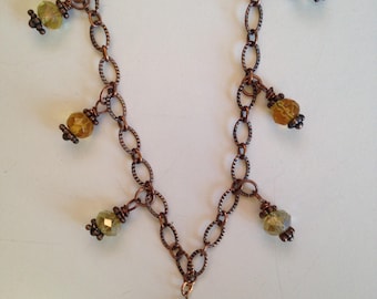Crystal and Antique Copper Necklace