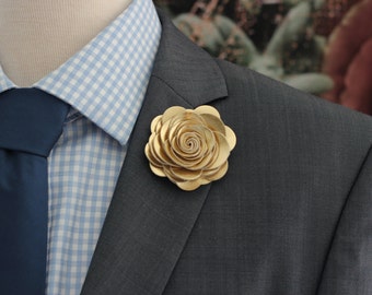 Big Gold flower lapel pin, gold wedding Boutonniere,big gold Lapel Flower pin, boutonniere, flower lapel pin, mens gift, hindi wedding