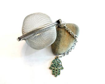 Tea Infuser - Mesh Tea Strainer With Charm - Hamsa Hand Gifts - Tea Lover Gifts - Tea Ball Infuser - Spiritual Gifts - Teacher Gifts