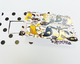 double gold, black and white toucan bird card