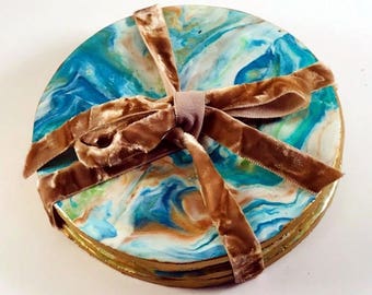 Clay Coasters, Marble Coasters,Handcrafted Coasters,Coaster Set,Gift Idea,Christmas Gift,Stocking Stuffer,Unique Gift,Blue Coasters
