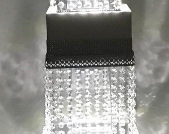 CHANDELIER CAKE STAND Lighted Set of 3 Various Sizes Real Crystals All Glass