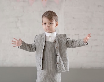 Toddler blazer Boys suit Linen Jacket Toddlers Boys blazer Wedding party jacket Ring bearer suit Baptism clothes