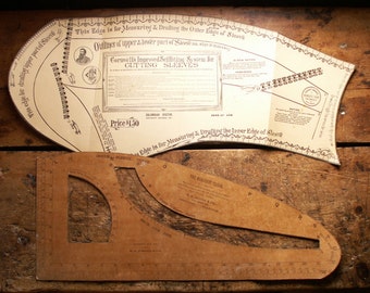 Vintage Merchant Tailor Sleeve Cutting Template - Copyright 1891