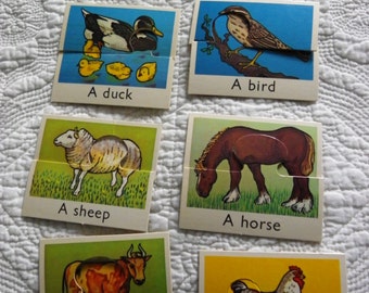Vintage POSITIONAL WORD and PICTURE Matching Cards (r 75 ) - Educational