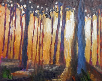 Small Oil Landscape, Daily Painting, Small Oil Painting, Into the Woods by Carol Schiff, 6x6x1.5" original oill