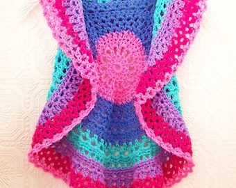 Crochet owl headband ear warmer pink turquoise toddler