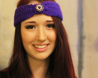 Purple Ear Warmers with Jewel Embellishment