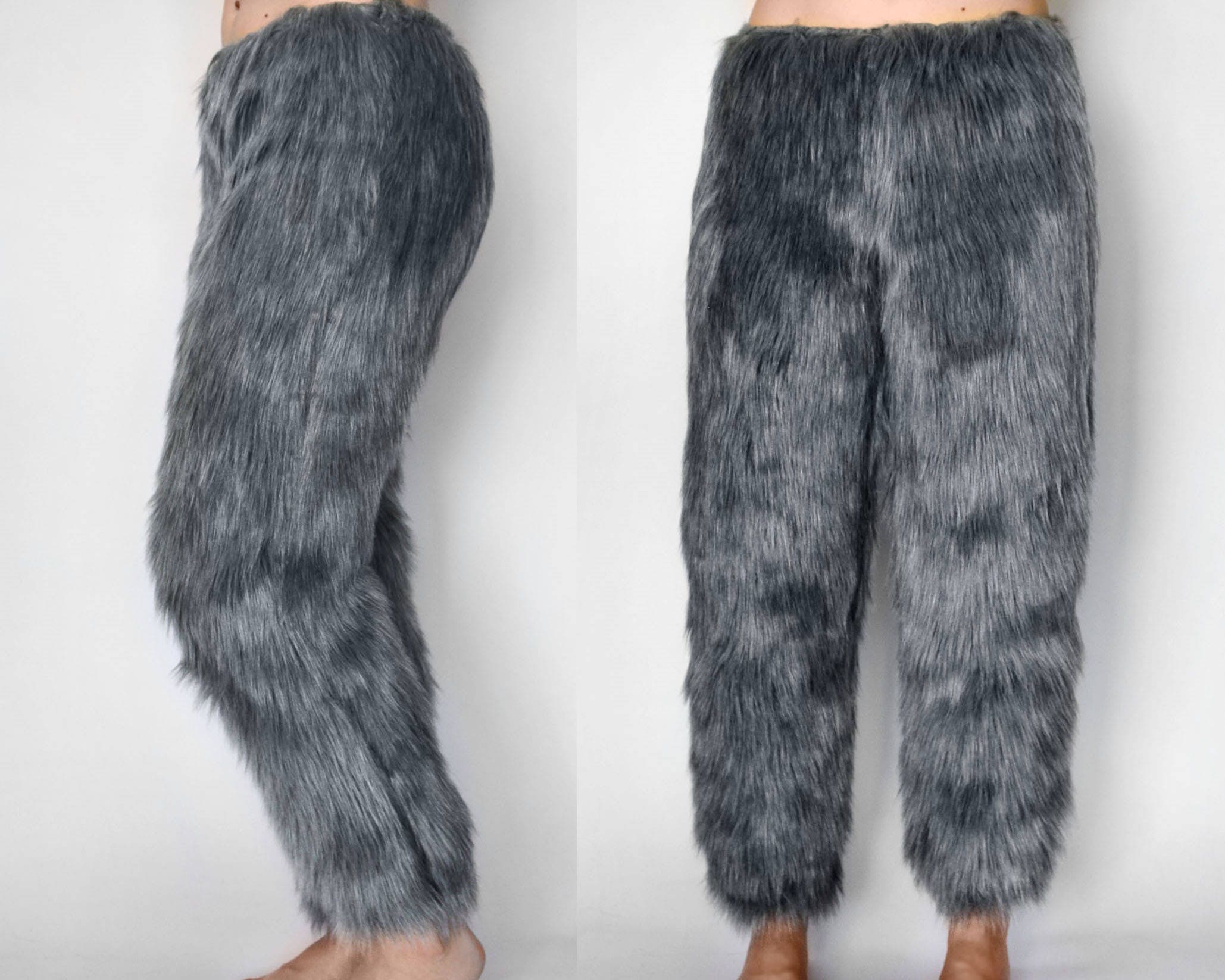 Gray Fur Pants Gray Wolf Pants Gray Furry Pants Fur Pants