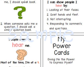 Autism Special Needs Power Cards Anger Management, Social Making Friends
