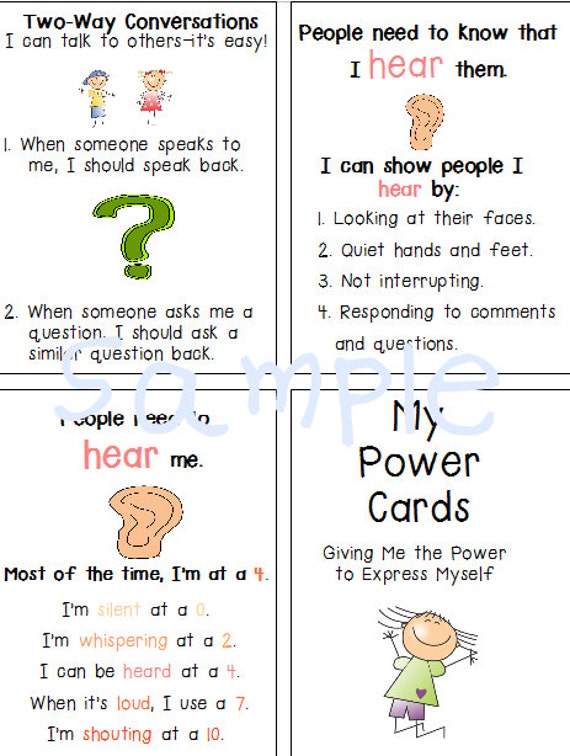 cue free cards printable Autism Special Management Social Cards Needs Power Anger