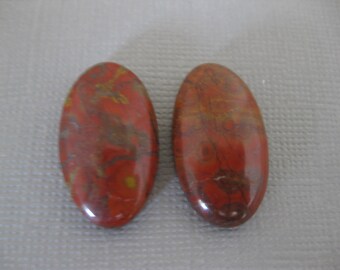 Morgan Hill Poppy Jasper Cabochon pair