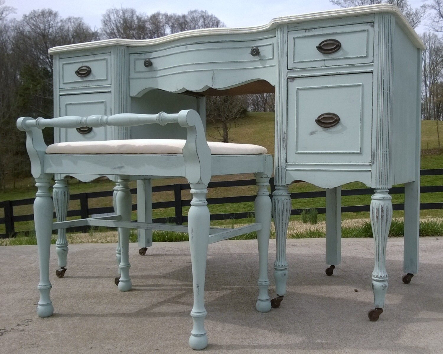 SOLD EXAMPLE.....Chalk Painted Vanity / Desk / in Annie Sloan
