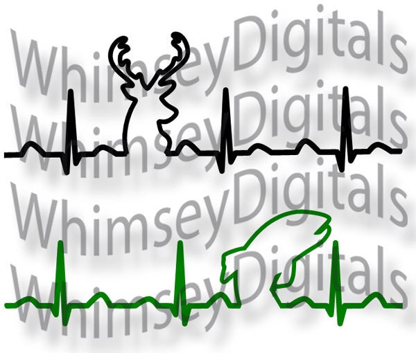 Download Deer Heartbeat Fish Heart beat EKG Digital Download SVG Cut