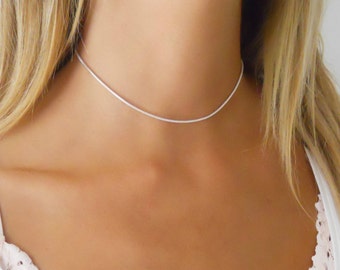 Silver Choker Necklace, Delicate Choker, Choker Collar Necklace, Sterling Silver Collar Necklace, Dainty Silver Necklace, Minimal Necklace