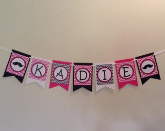 Mustache Bash Girl Name Banner