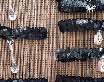 Black Sequin Chokers with Pendants