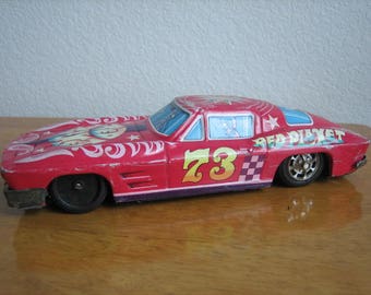 Vintage Red Planet 73 Friction Tin Toy Car 1970's