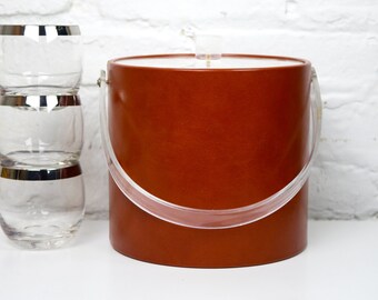 Georges Briard ice bucket faux leather lucite