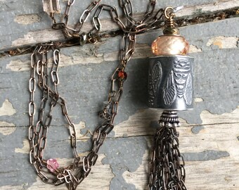Anne Choi Cicada Sterling Bead with Sterling Silver Chain and Tassel by SeeJanesBeads