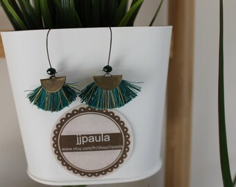 Earrings Sandrine Bohemian dark green