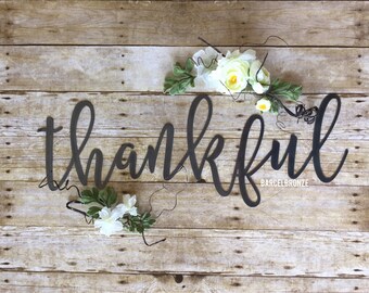 Thankful Sign, Rustic Metal Signs, Farmhouse Decor, Kitchen Signs, Metal Signs, Dining Room Wall Decor, Religious Signs, Farm House Decor
