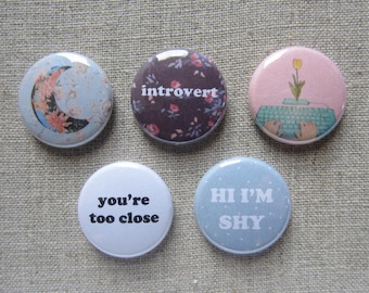 Introvert 5 Pack 1" pinback button badge set