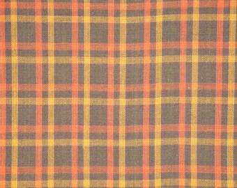 Brown Plaid Homespun Material | Plaid Material | Cotton Material | Rag Quilt Material | Craft Material | Doll Making Material | 1 Yard