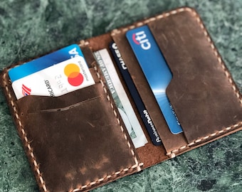 Minimalist Leather Wallet, Bifold Wallet, Distressed Leather Slim Bifold Wallet, Personalized Leather Wallet, Fathers Day Gift ID: TEXAS007